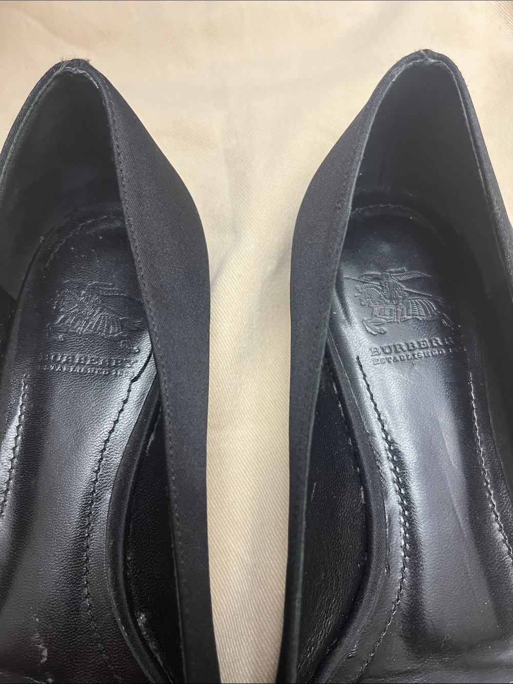 Burberry Black Satin Ballet Flats with Cross-Strap size 37 (US 7) - Picture 2 of 9
